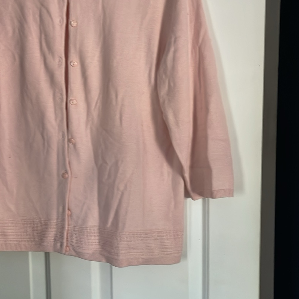 Talbots Pale Pink 3/4 Sleeve Cardigan Size XL - Picture 2 of 4